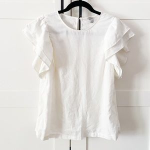 Linen flutter sleeve top